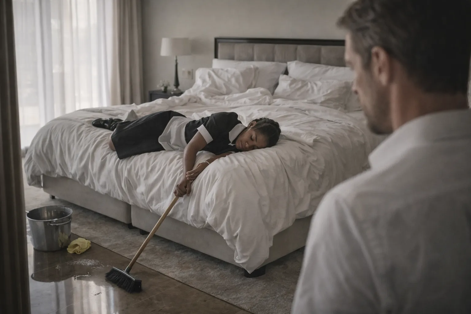 La domestique endormie sur son lit